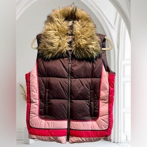 Juicy Couture Brown & Pink Vest with Faux Fur